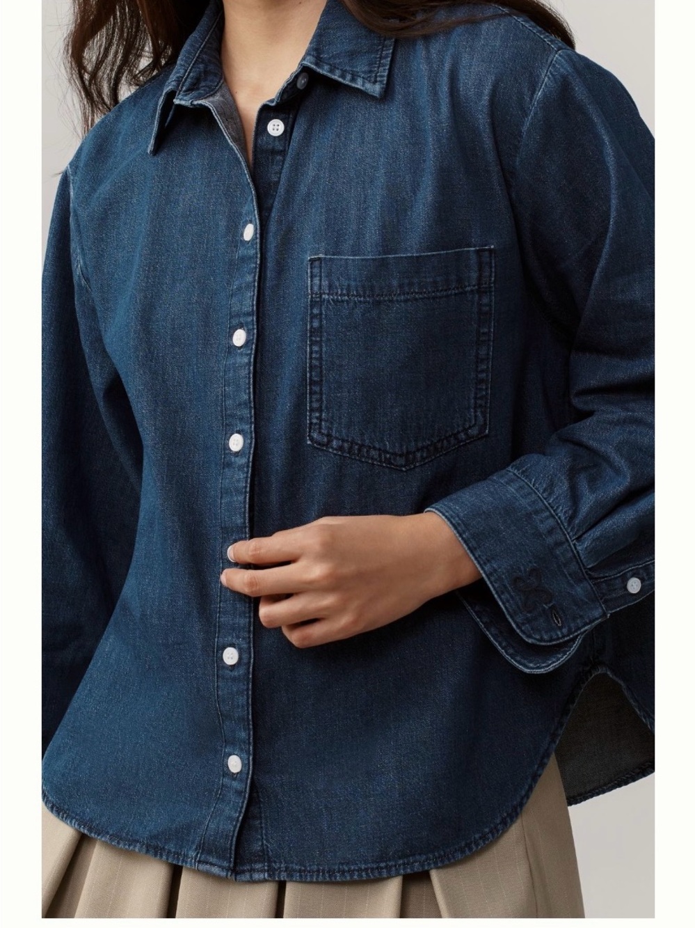 Anthro Maeve Shrunken Bennet Denim
Buttondown Shirt. Size M. MSRP $118